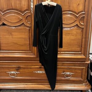 The Range Slinky Dress Long Sleeve Wrap Asymmetrical Size Small